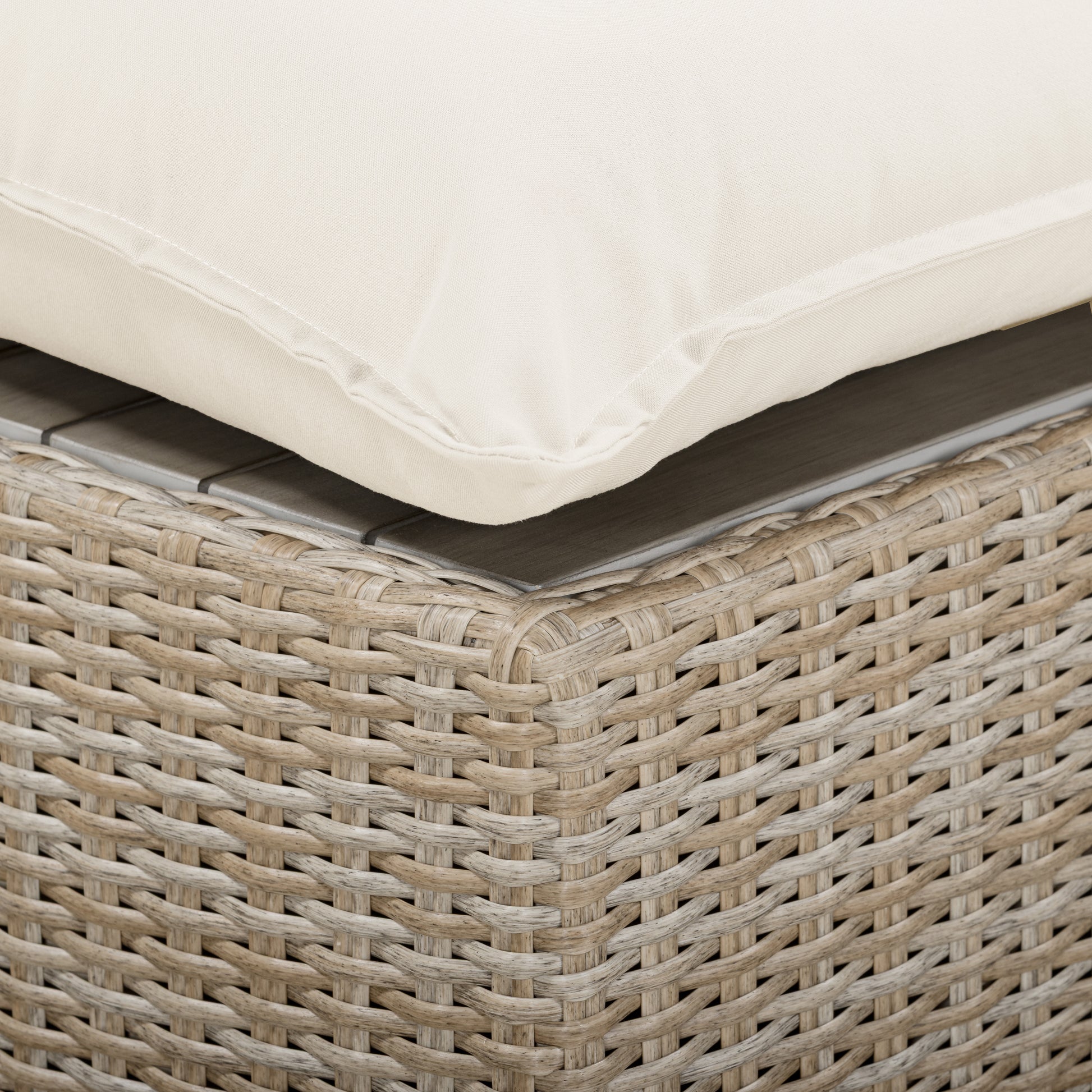 Cali 4-Piece Performance Fabric & Wicker Outdoor Sectional - Cream / Beige - Image 7