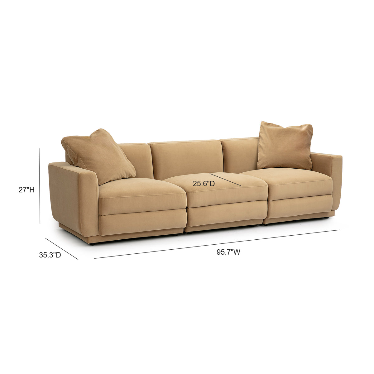 Perry Modular Sofa (96"-124") - Tan / 96" - Image 6