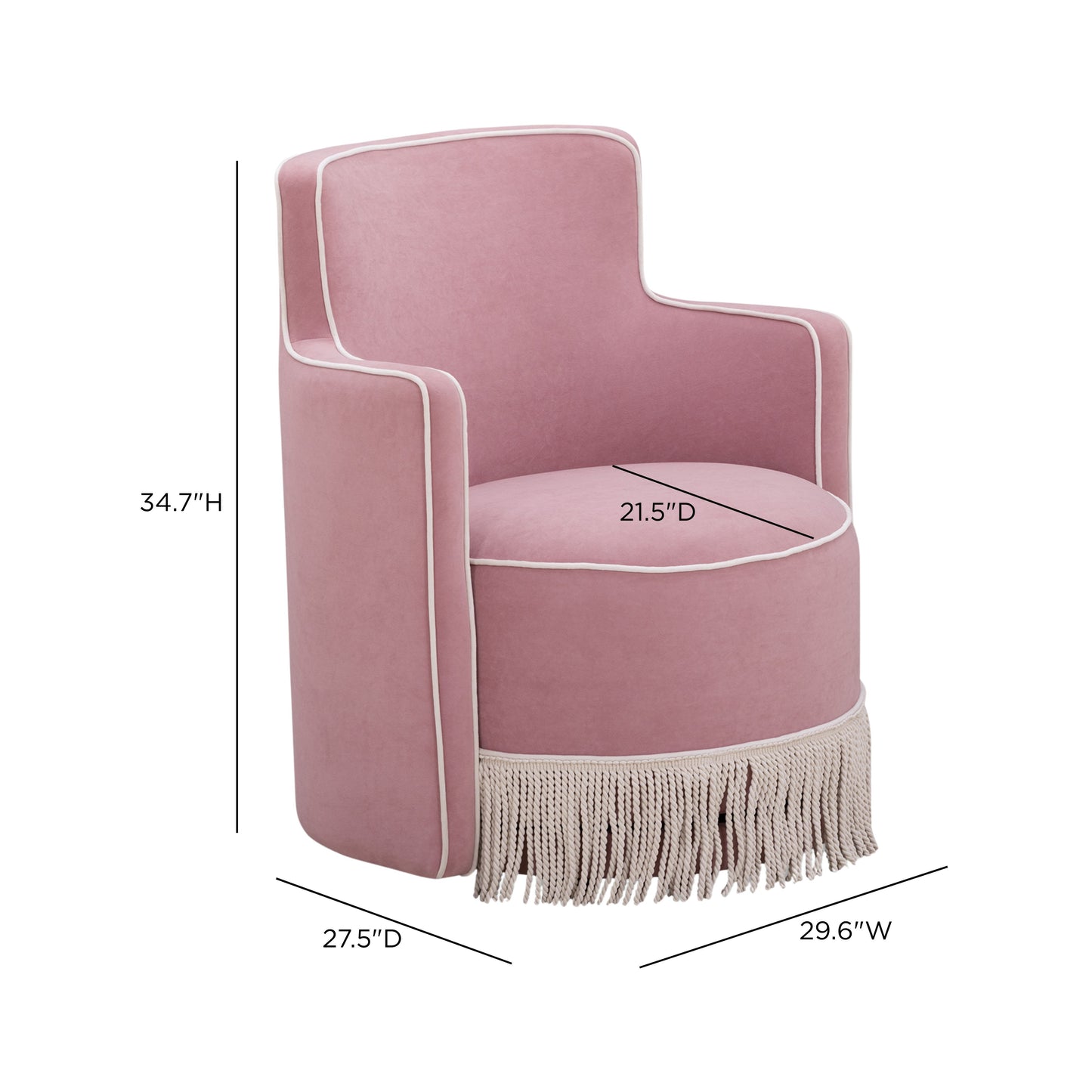 Passe Tasseled Velvet Swivel Accent Chair - Pink - Image 7