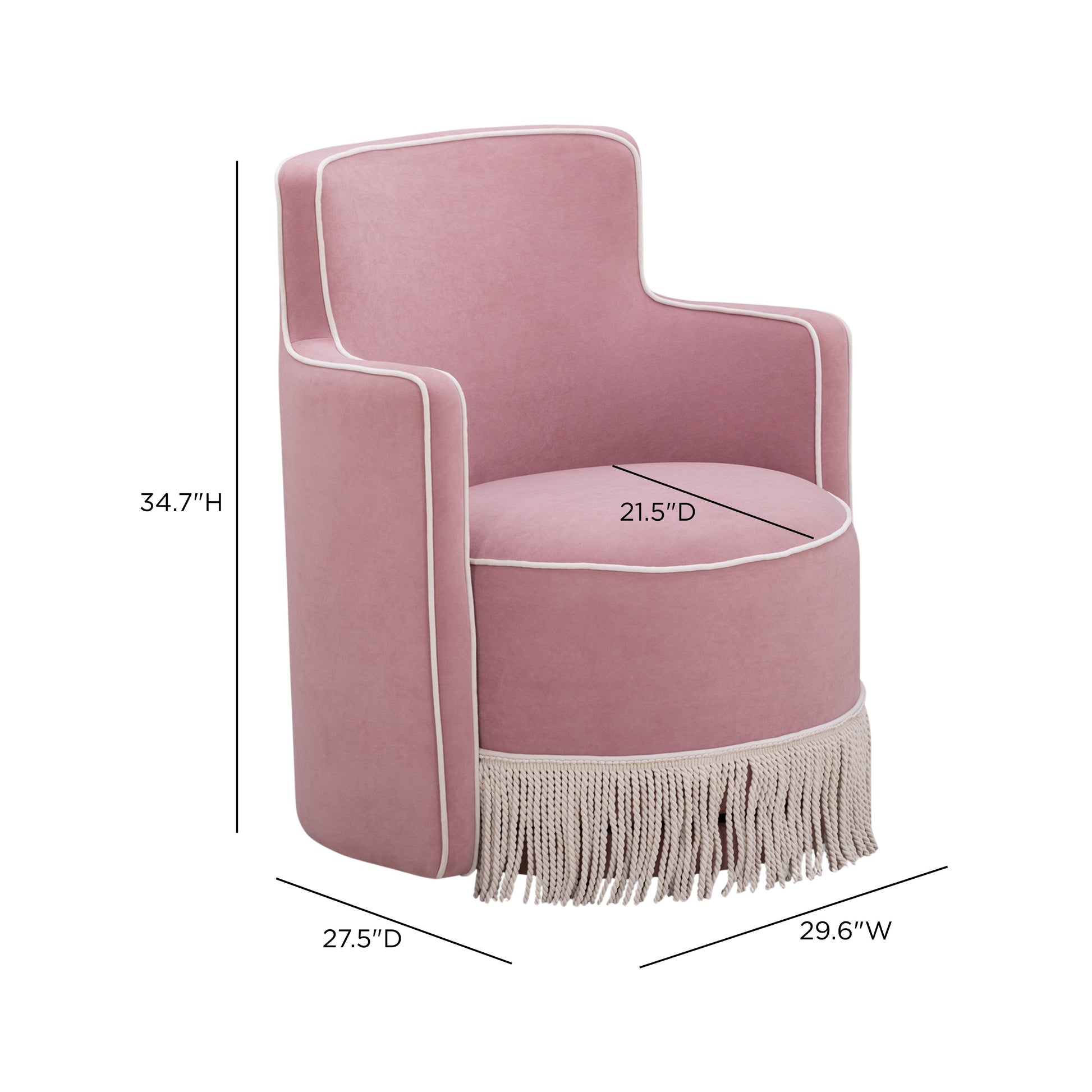 Passe Tasseled Velvet Swivel Accent Chair - Pink - Image 7