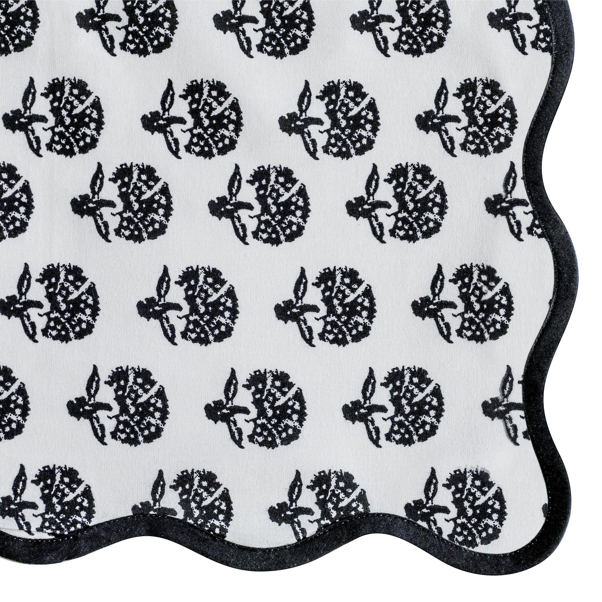 Crissy Cotton Canvas Printed Napkins - Set of 4 - Black Vintage Floral - Image 4