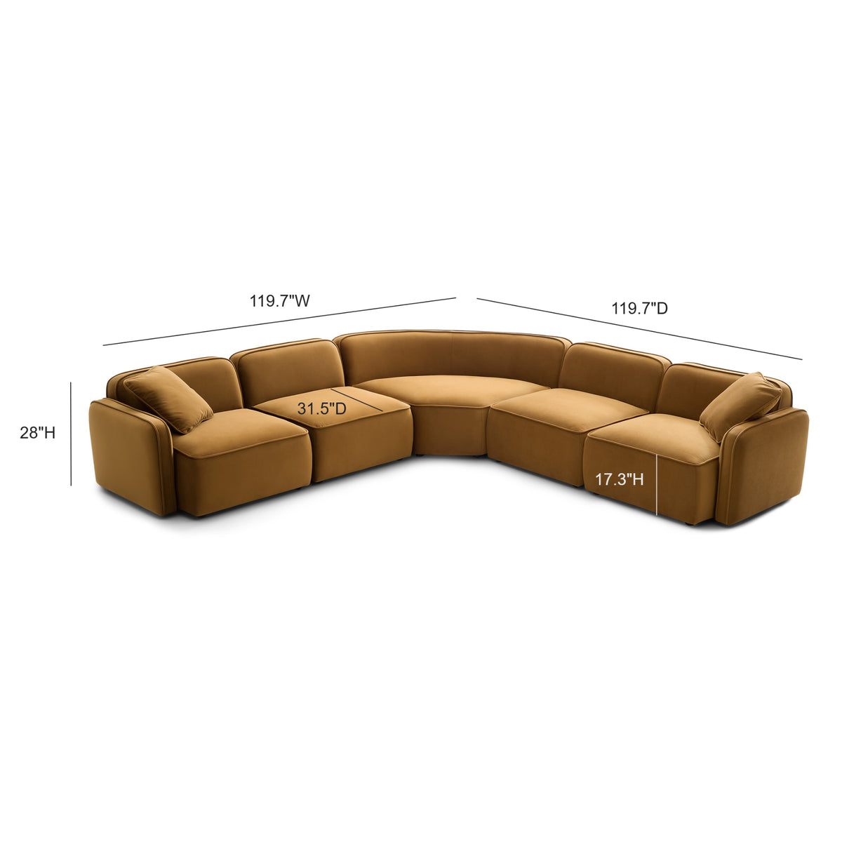 Travie 5-Piece Modular Large L-Sectional - Honey - Image 5