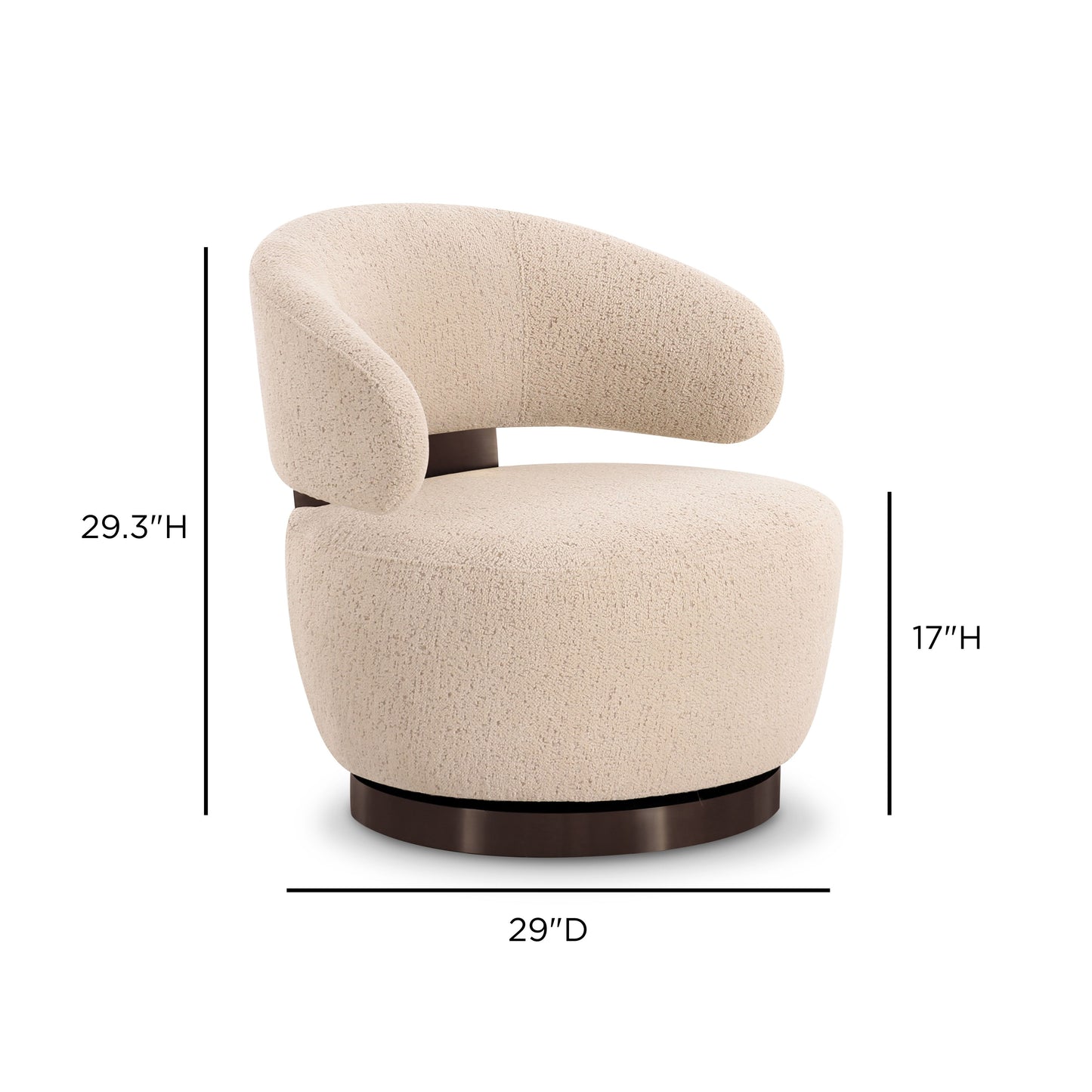 Austin Swivel Accent Chair - Cream - Image 7