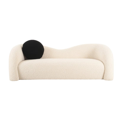 Leonie Faux Shearling Sofa (84"-103") - Beige / 84" - Image 1
