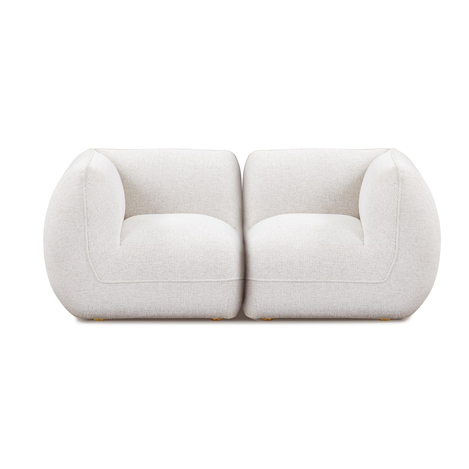Arezza 80" Stone White Contract-Grade Basketweave Chenille Modular Loveseat - Image 1