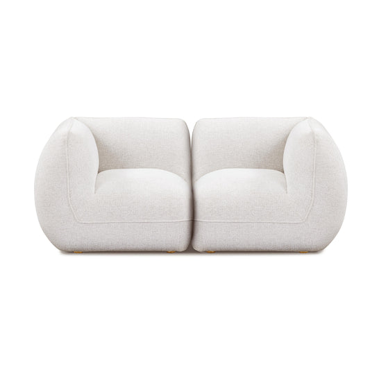 Arezza 80" Stone White Contract-Grade Basketweave Chenille Modular Loveseat - Image 1