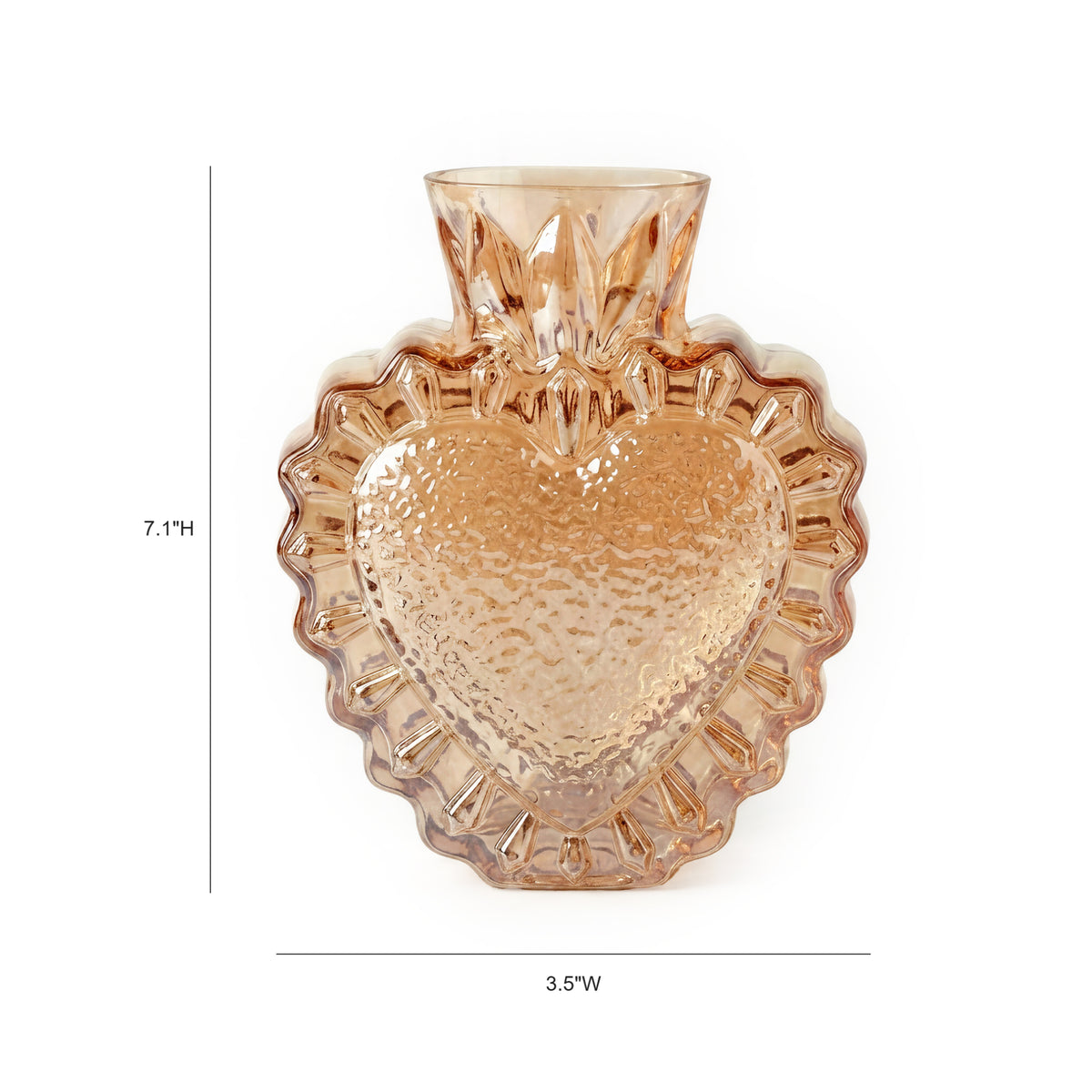 Heart Amber Glass Vase - Image 3