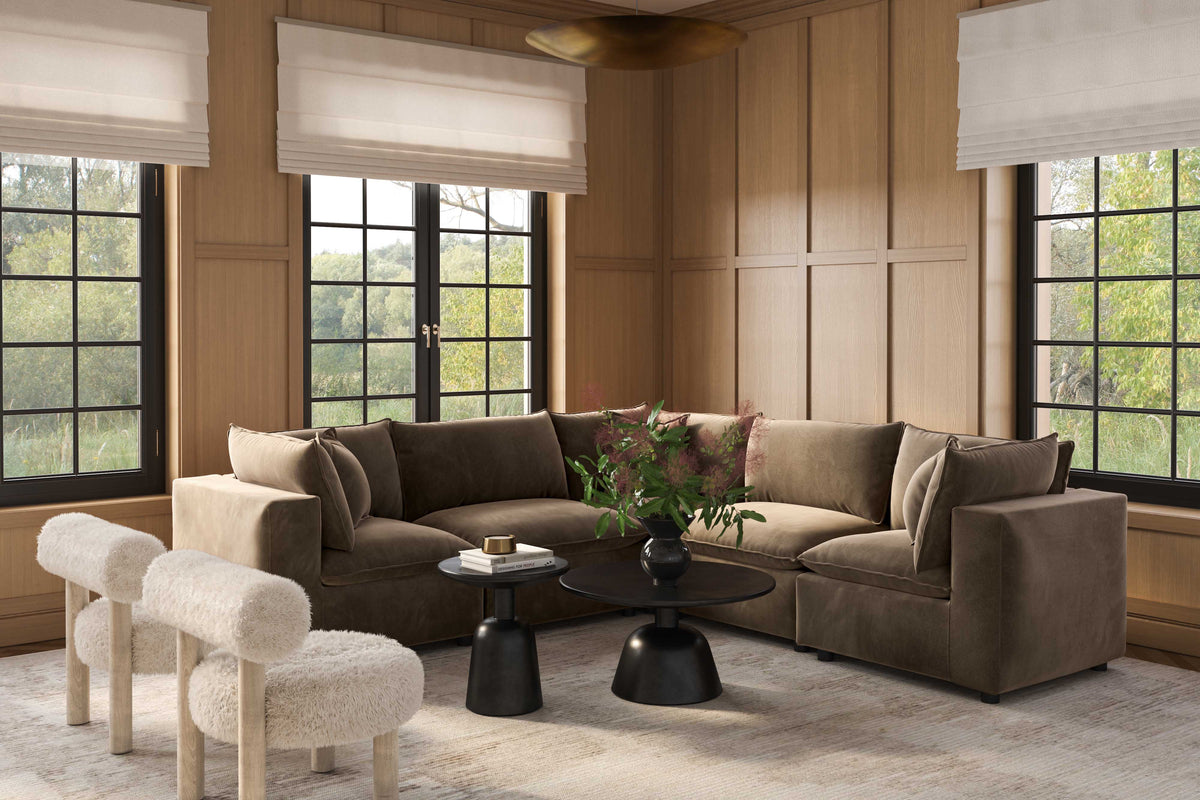 Cali 5-Piece Modular L-Sectional - Chocolate Brown - Image 2