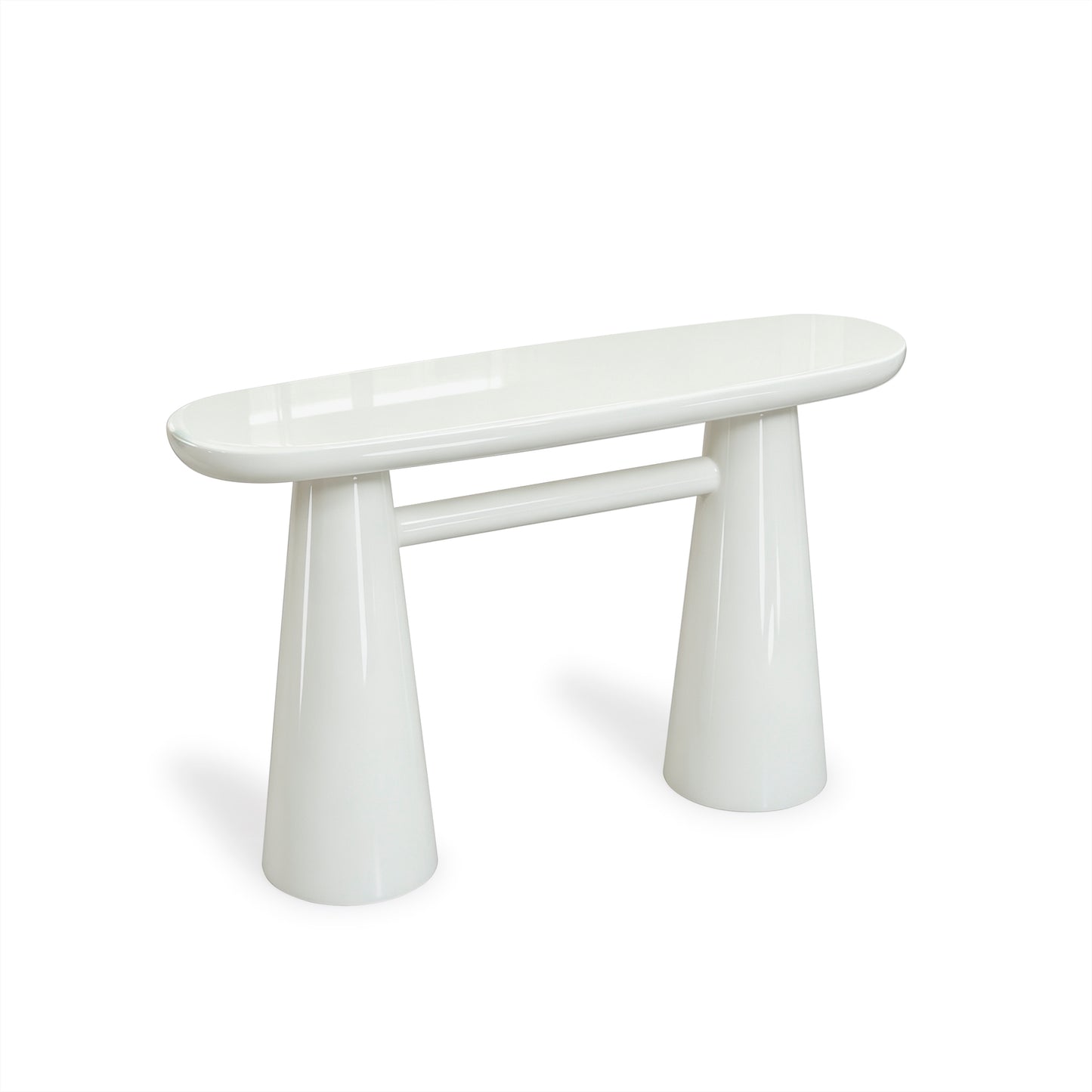 Baila Glossy Lacquer Console Table - Cream - Image 3