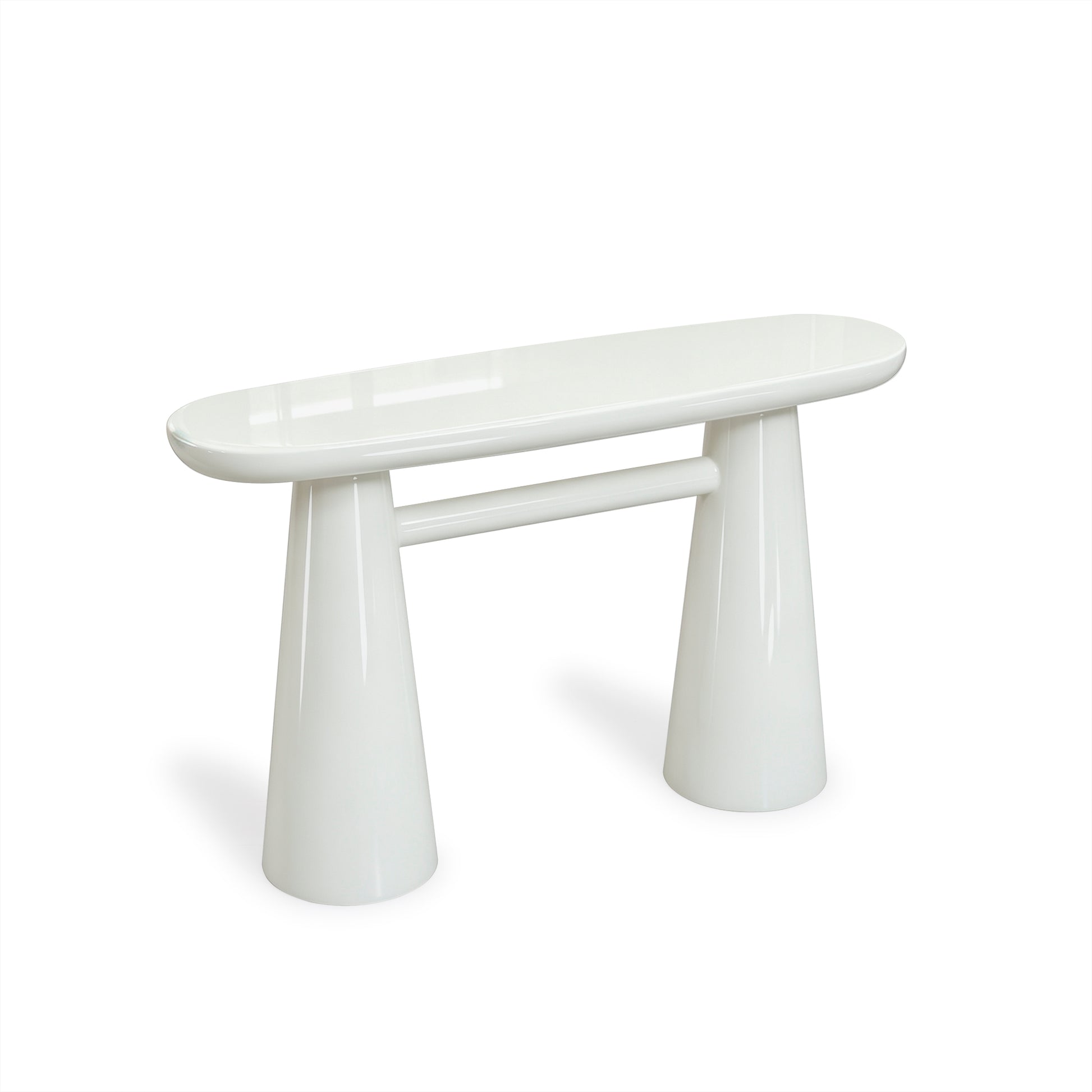 Baila Glossy Lacquer Console Table - Cream - Image 3