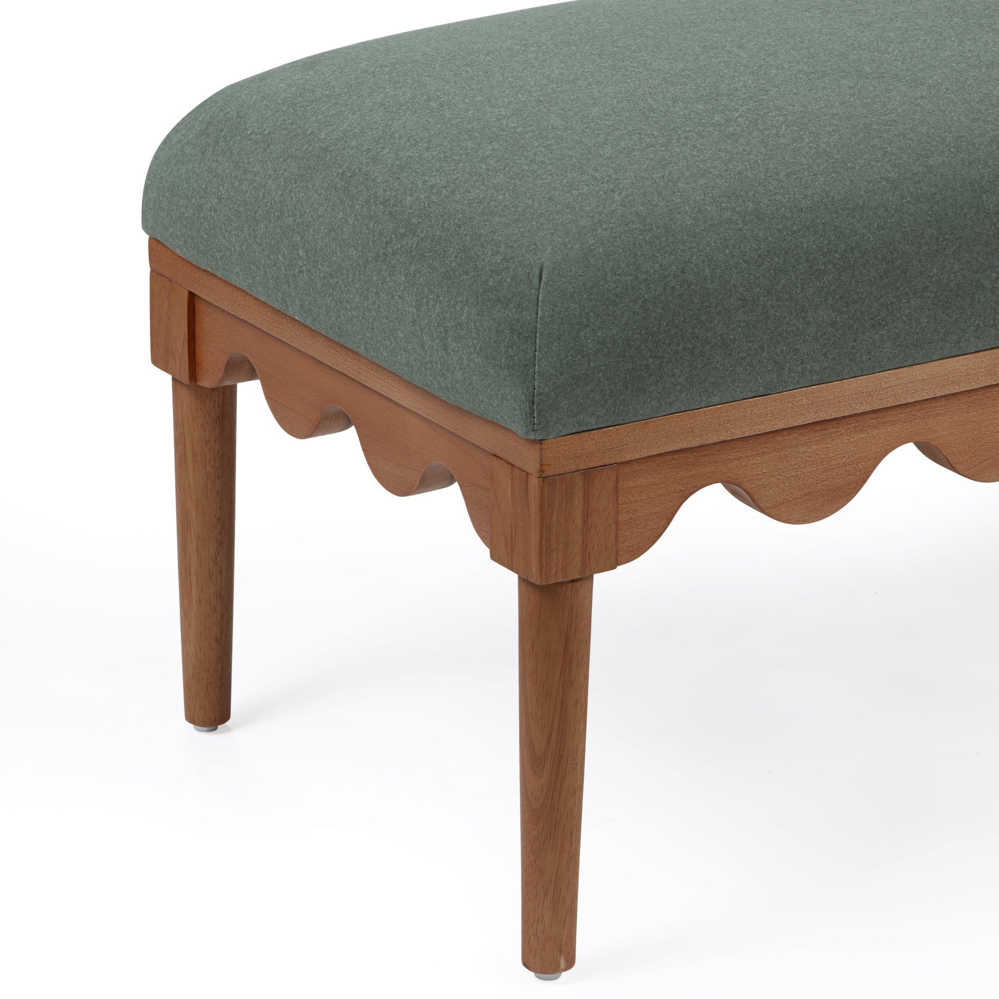 Oodle 56.5" Performance Vegan Mohair Bench - Green / Walnut - Image 4