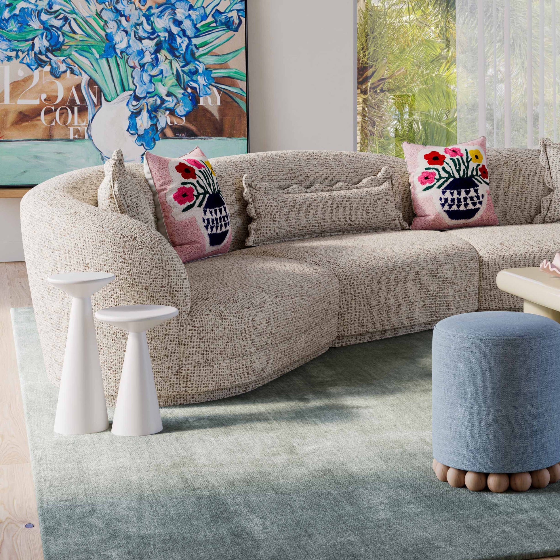 Dex Ottoman - Faded Blue - Image 7