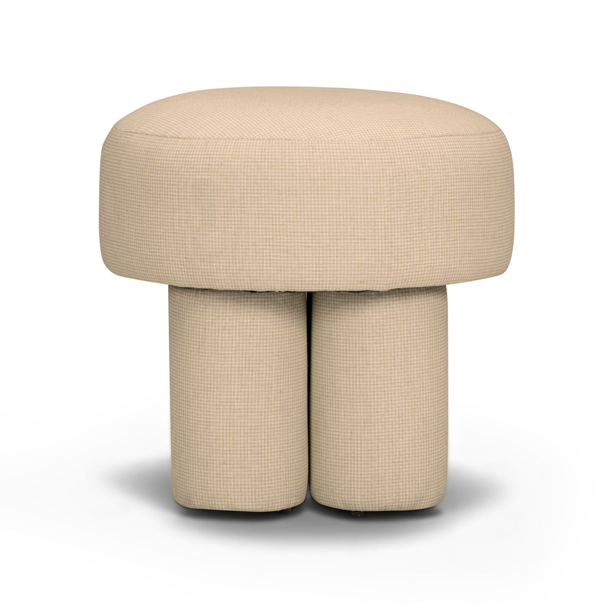 Masha Linen Accent Stool - Yellow Plaid - Image 3