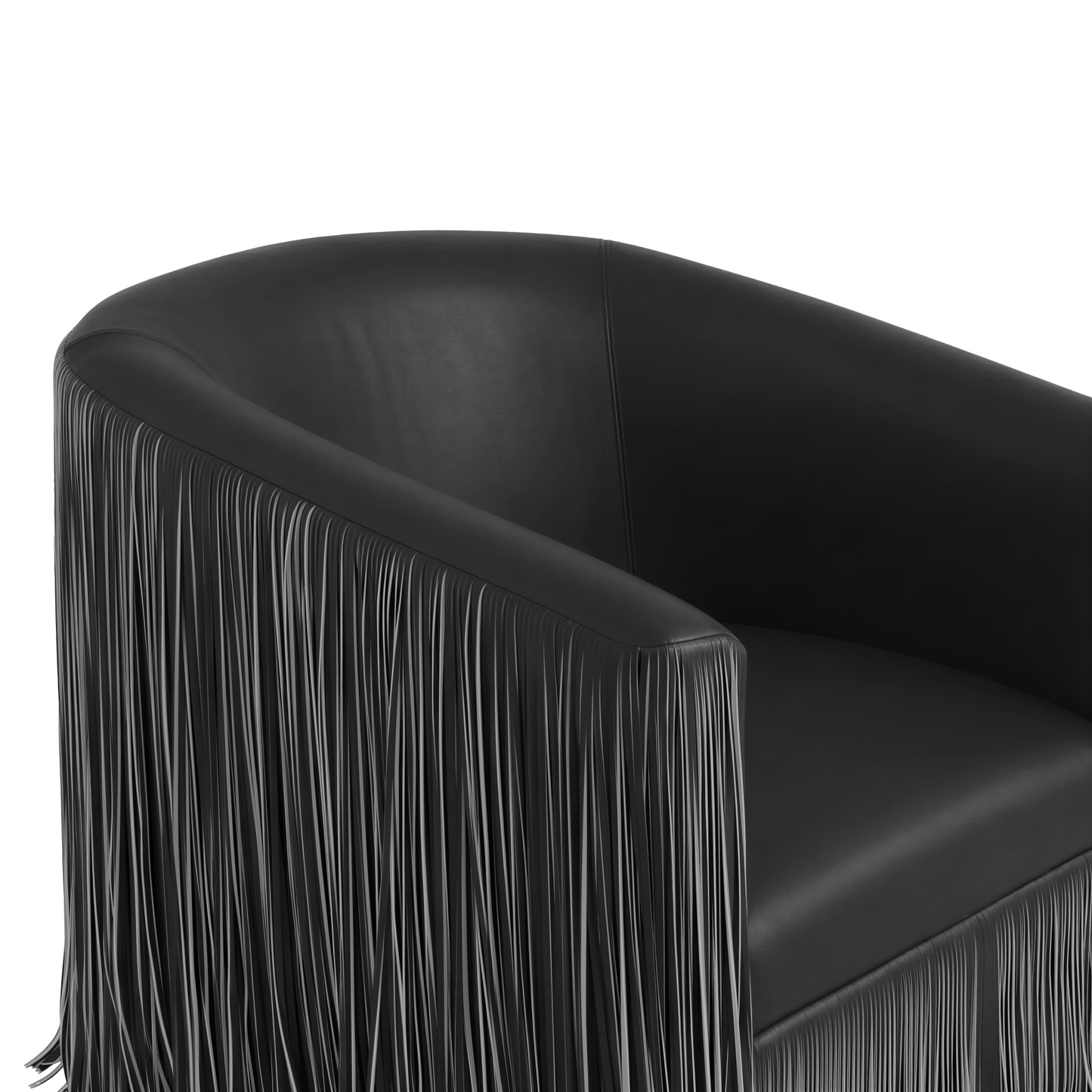 Shag Me Performance Vegan Leather Swivel Accent Chair - Black and White - Image 5