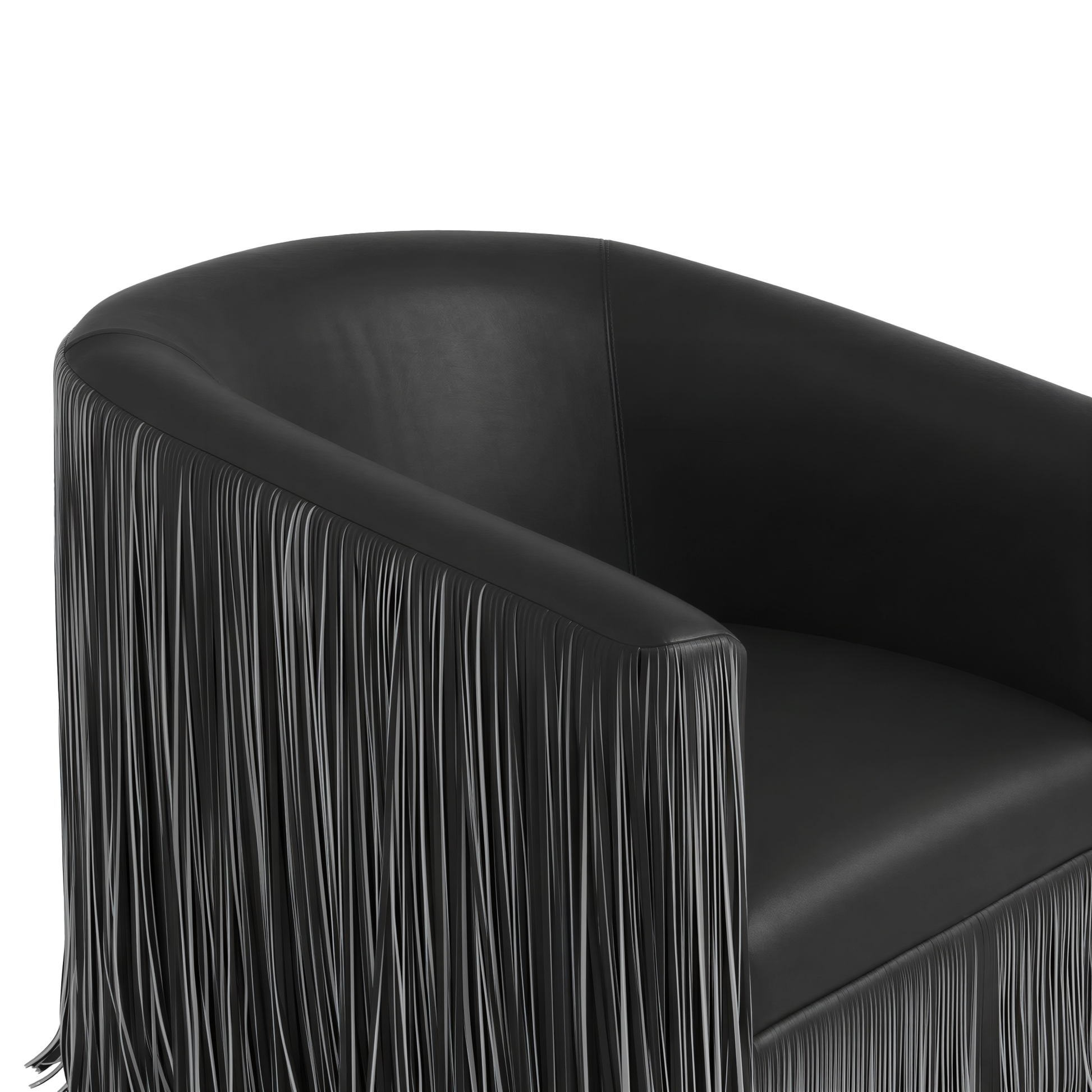 Shag Me Performance Vegan Leather Swivel Accent Chair - Black and White - Image 5