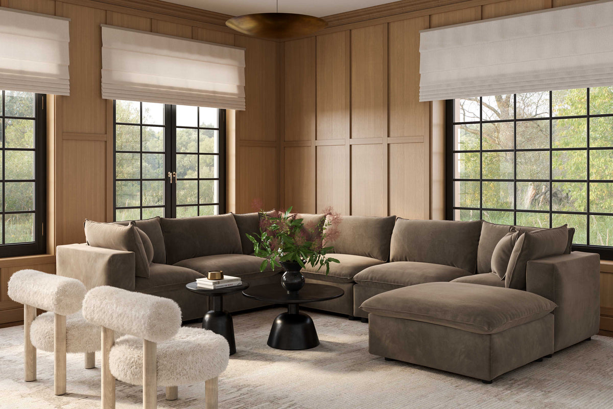 Cali 7-Piece Modular Large Chaise Sectional - Chocolate Brown - Image 2