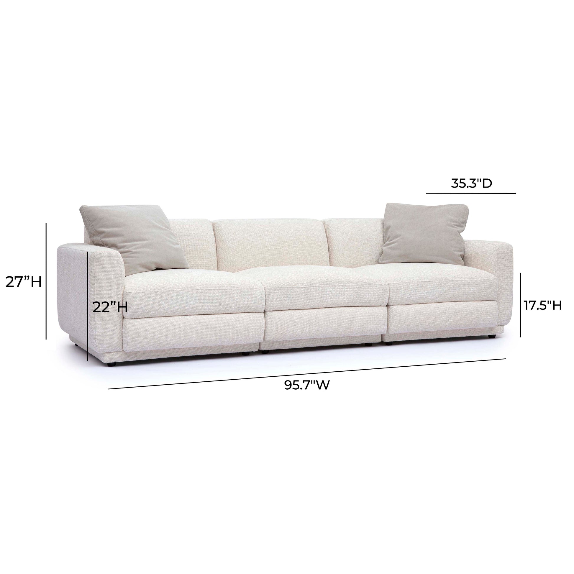 Perry Modular Sofa (96"-124") - Cream / 96" - Image 6