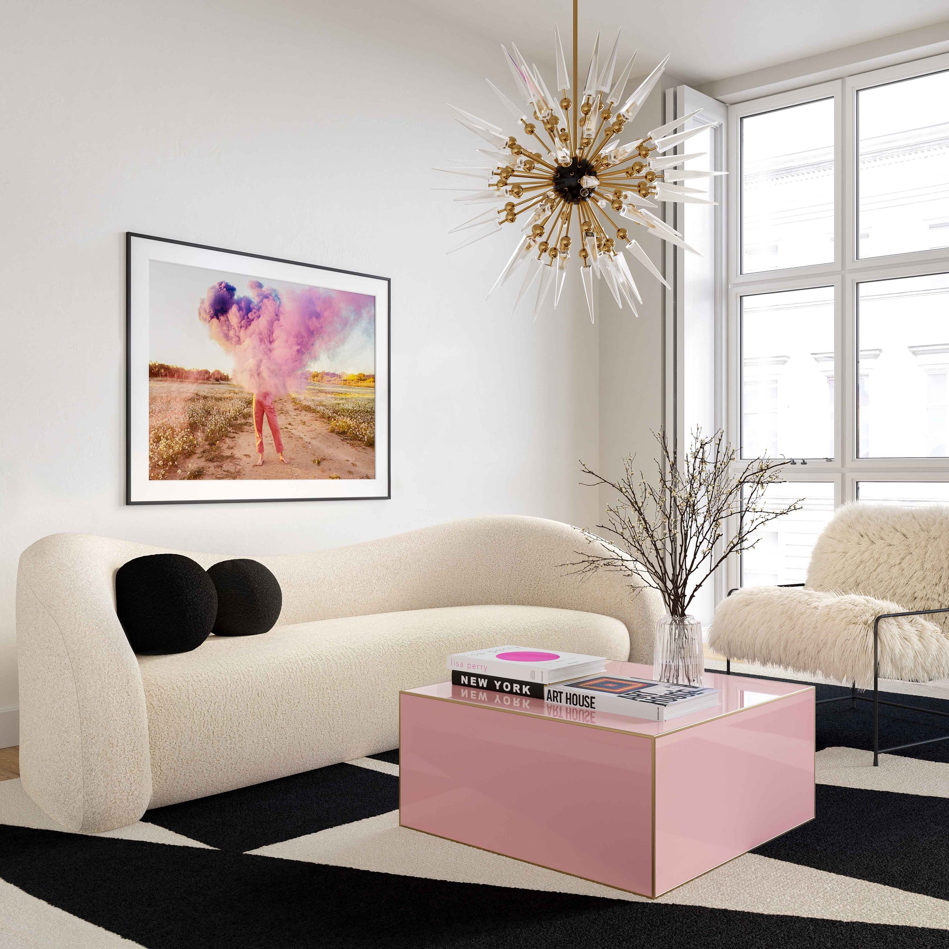Leonie Faux Shearling Sofa (84"-103") - Beige / 103" - Image 2