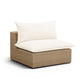 Cali Performance Fabric & Wicker Outdoor Armless Chair - Cream / Brown - Image 2