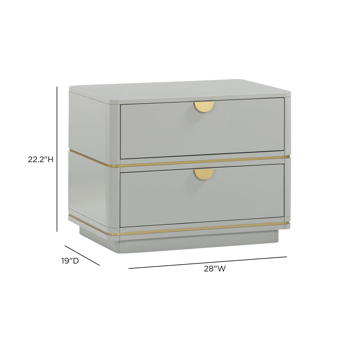 Julieta 28" 2-Drawer Nightstand - Grey - Image 6