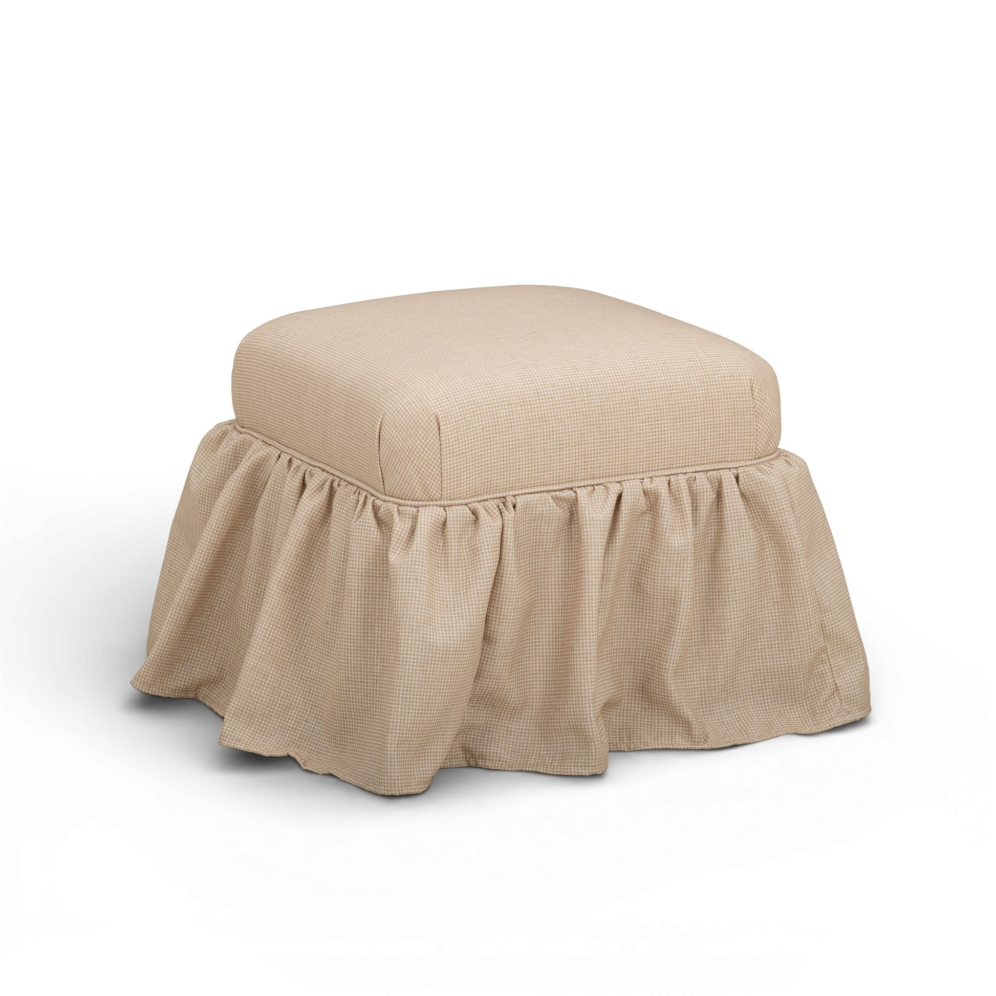 Gertrude Yellow Gingham Performance Linen Skirted Ottoman - Image 4