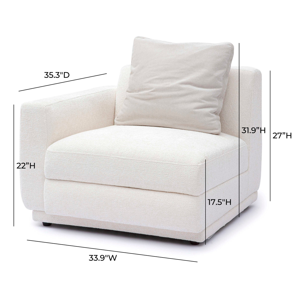 Perry Modular Corner Chair - Cream / LAF - Image 6