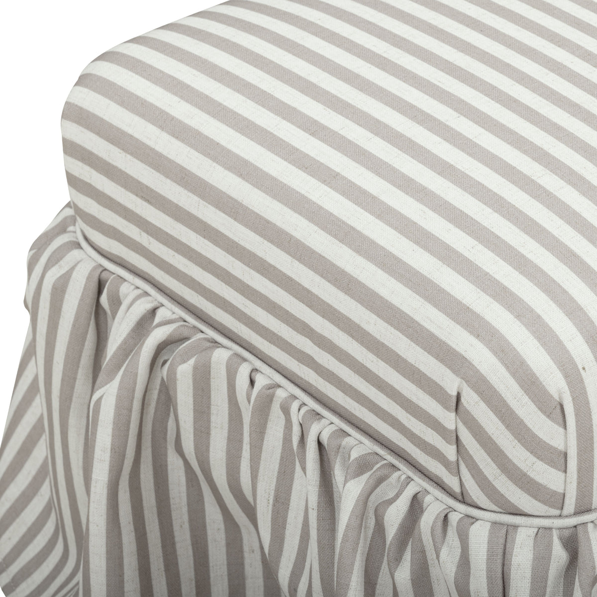 Gertrude Performance Linen Skirted Ottoman - Khaki - Image 4