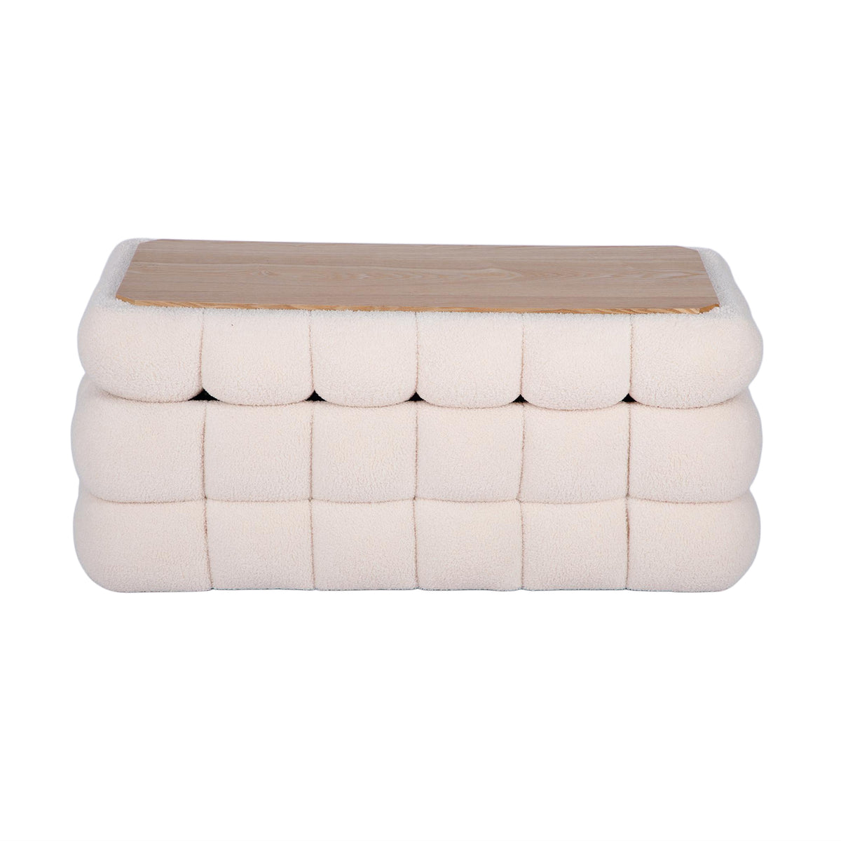 Anita 39" Faux Shearling Storage Bench With Reversible Tray Top - Cream - Image 4