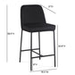 Sydney Performance Velvet Counter Stool Set of 2 - Black - Image 8