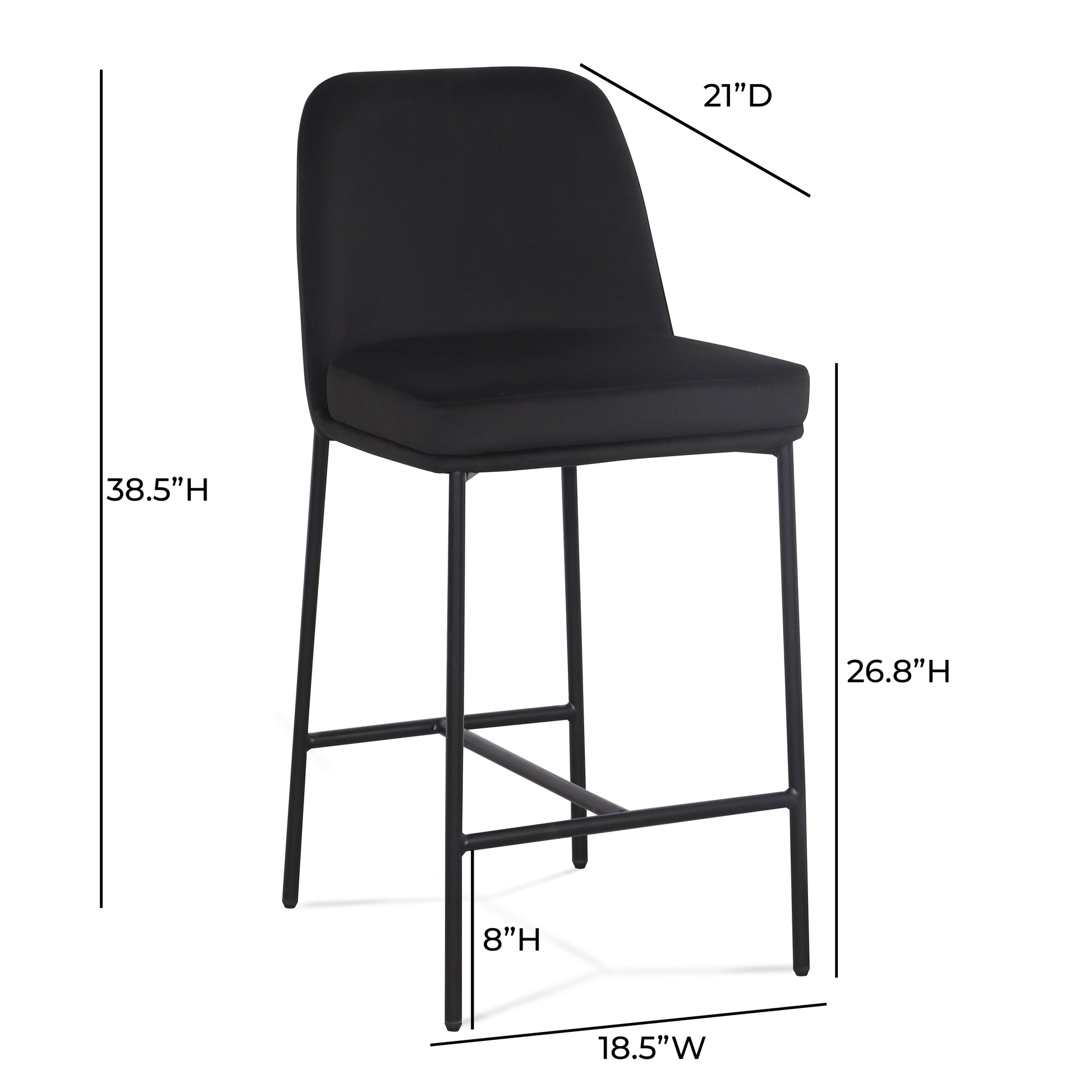 Sydney Performance Velvet Counter Stool Set of 2 - Black - Image 8