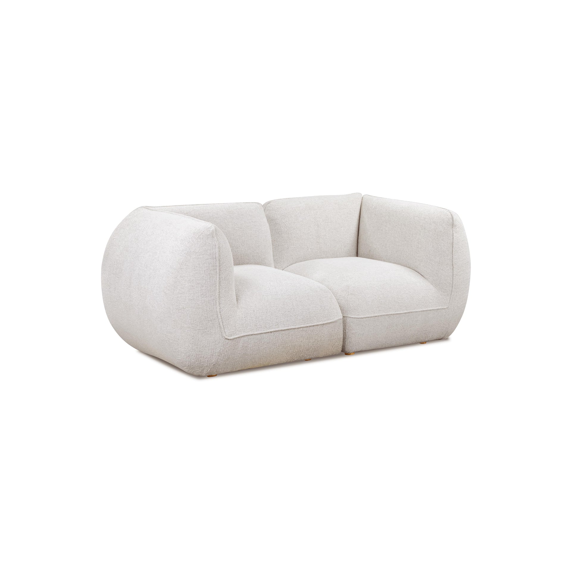 Arezza 80" Stone White Contract-Grade Basketweave Chenille Modular Loveseat - Image 3