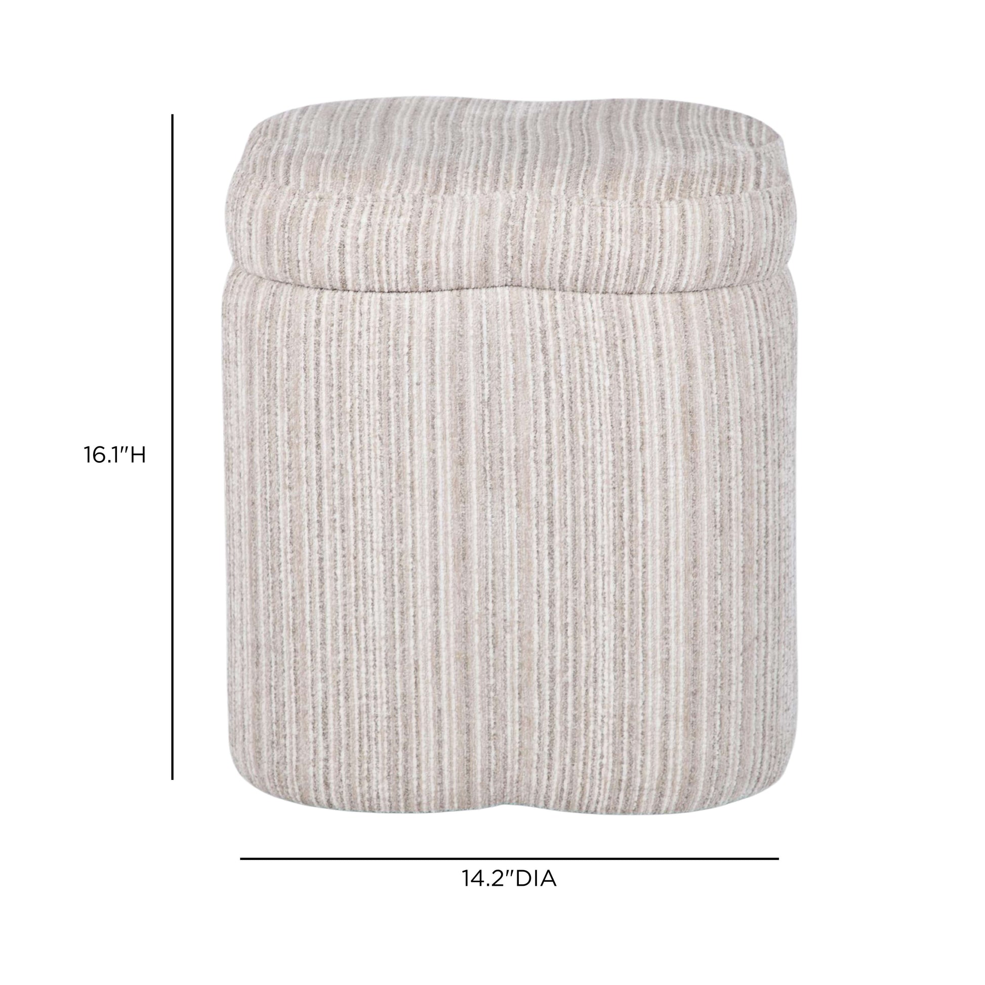 Lilou Cream Striped Jacquard Storage Accent Stool - Image 6