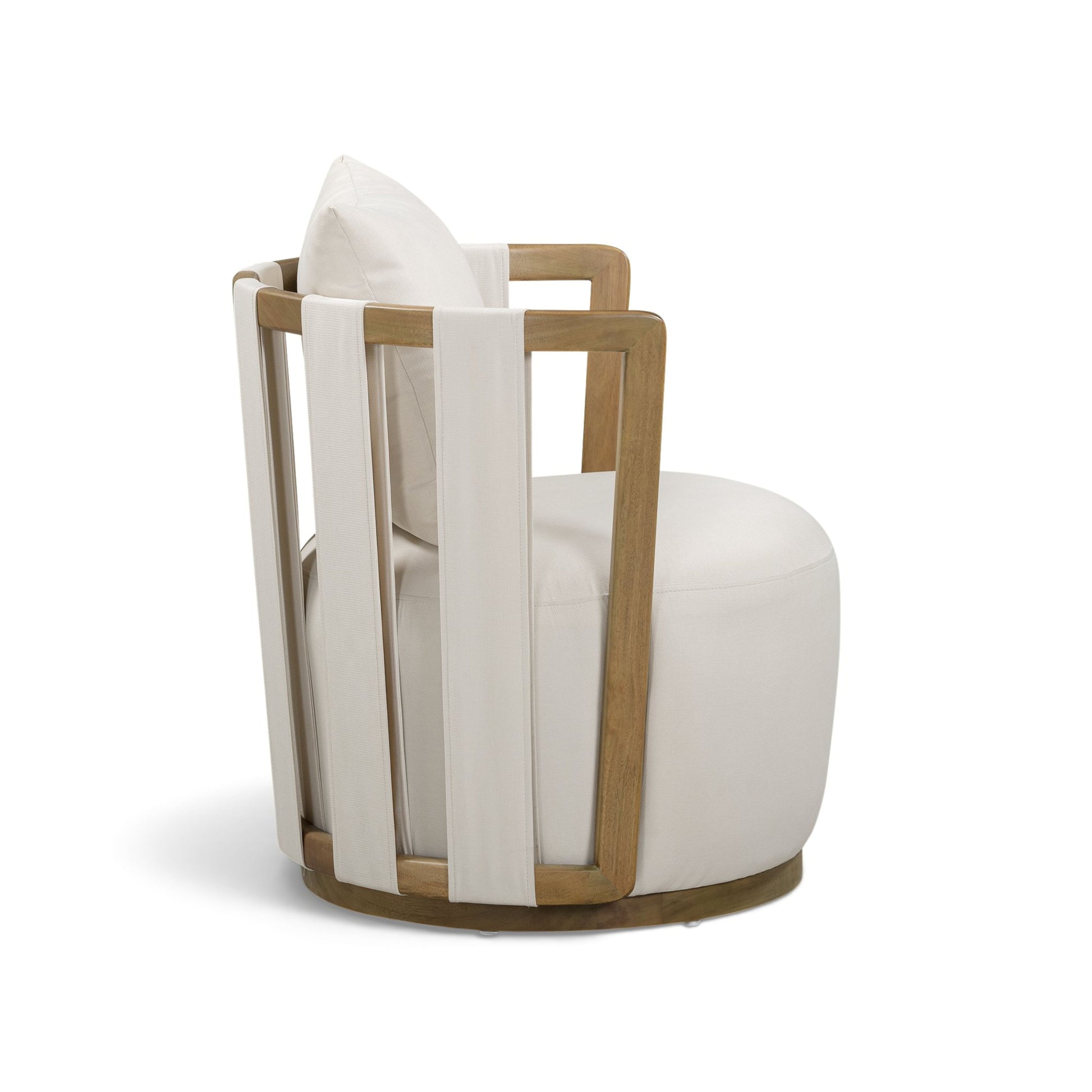 Paolo Cream Upcycled Basketweave Fabric Outdoor Accent Chair - Image 3