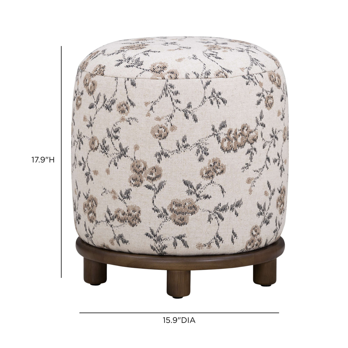 Bisou Performance Jacquard Ottoman - Beige Floral - Image 6