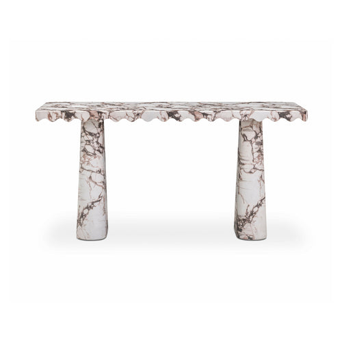 Janice 61" Faux Breccia Marble Console Desk
