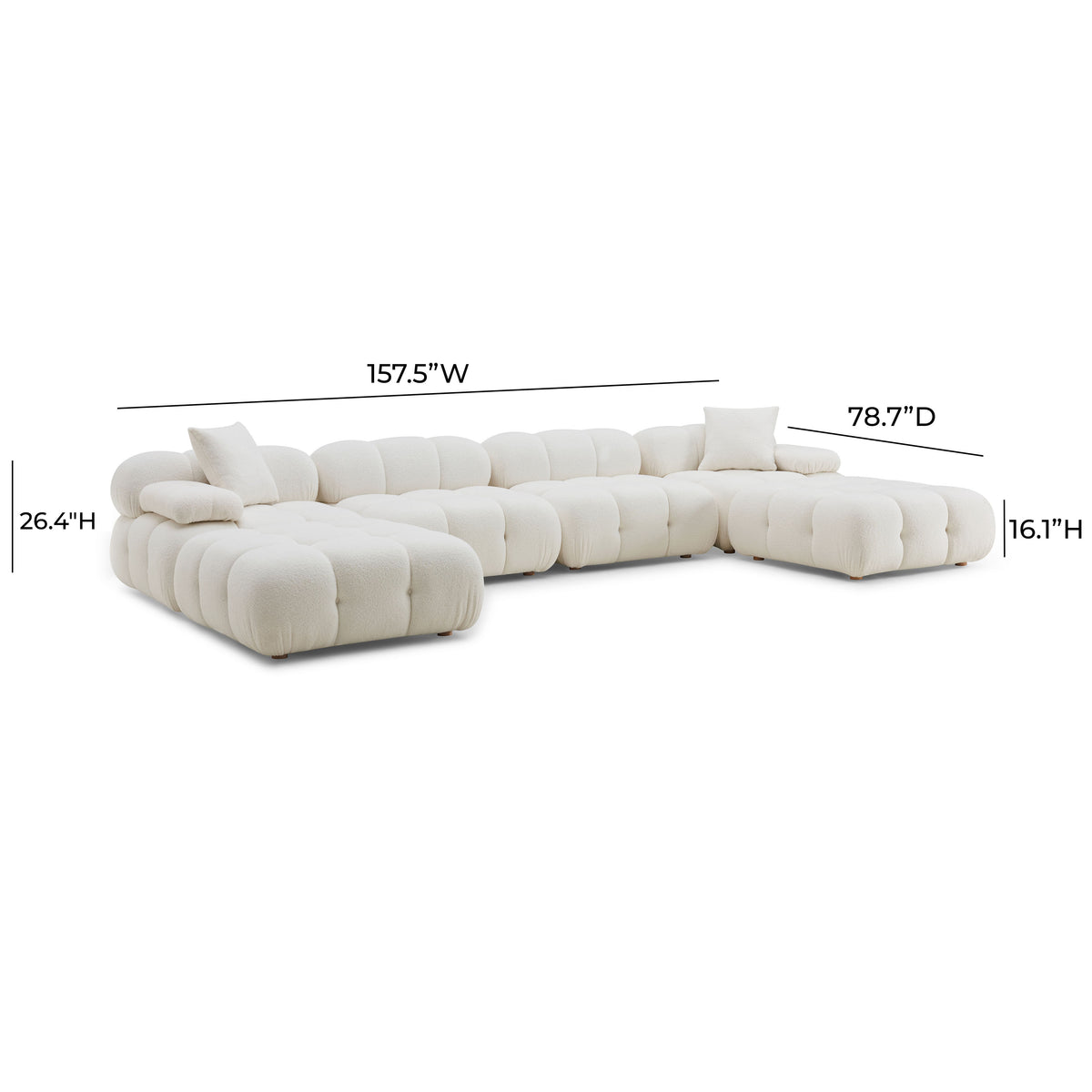 Calliope 6-piece Performance Modular U-Sectional - Cream - Image 6
