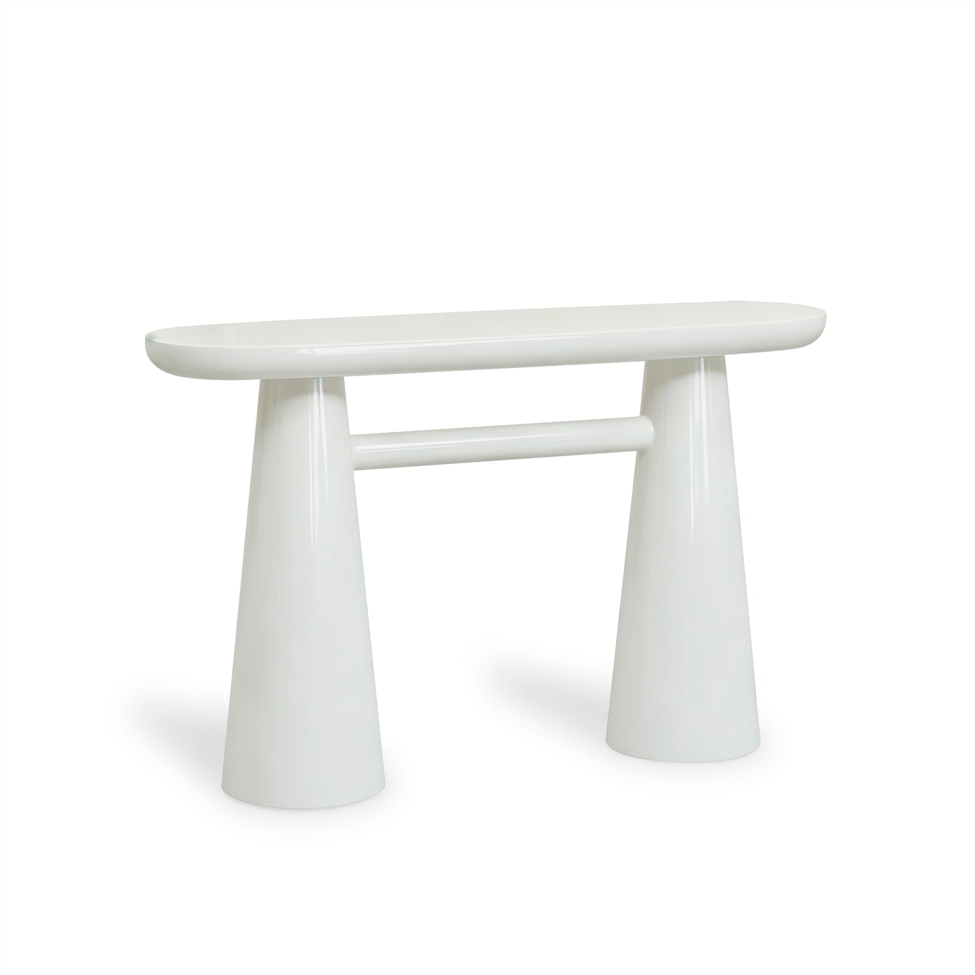 Baila Glossy Lacquer Console Table - Cream - Image 2