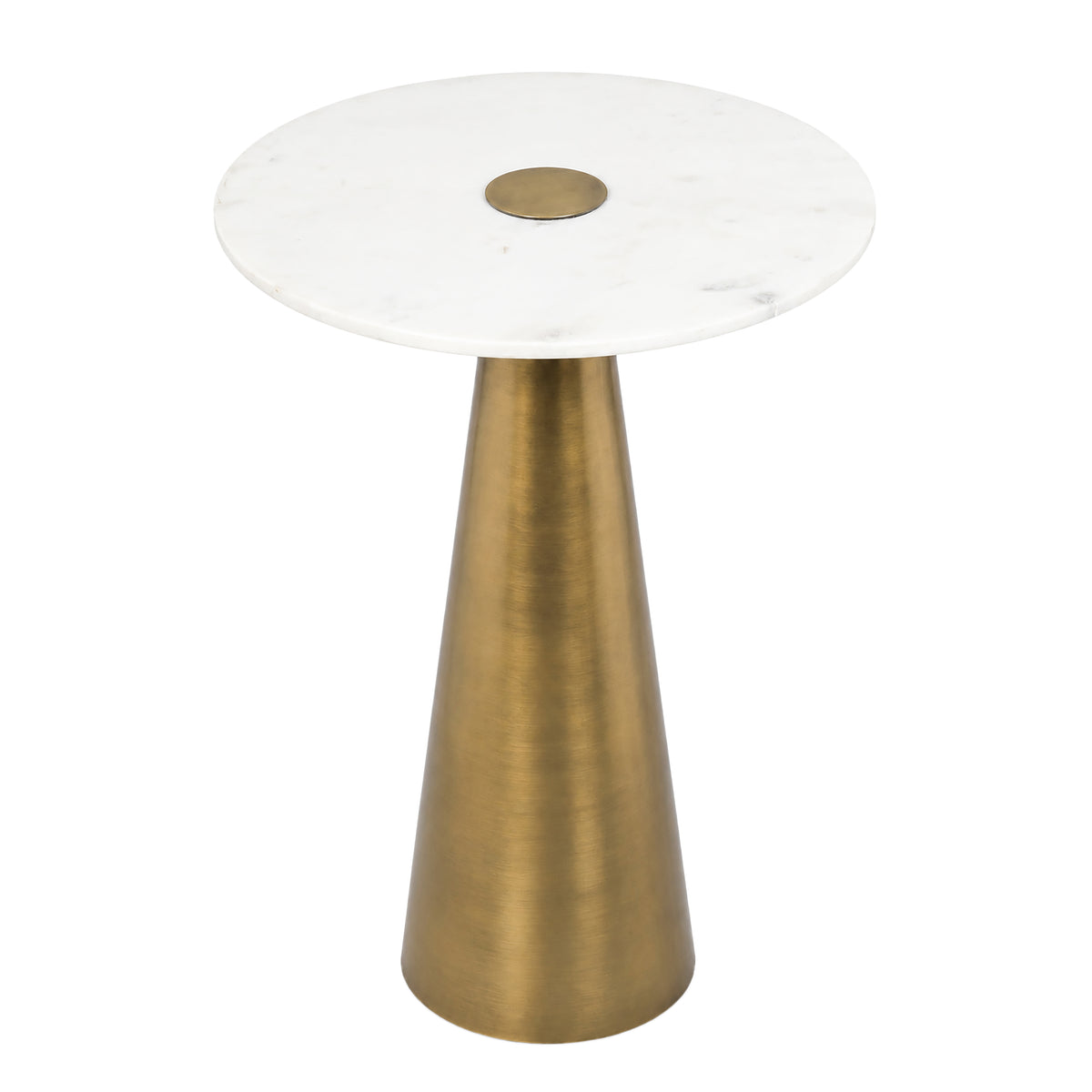 Clement Antique Brass Side Table with White Marble - 16
