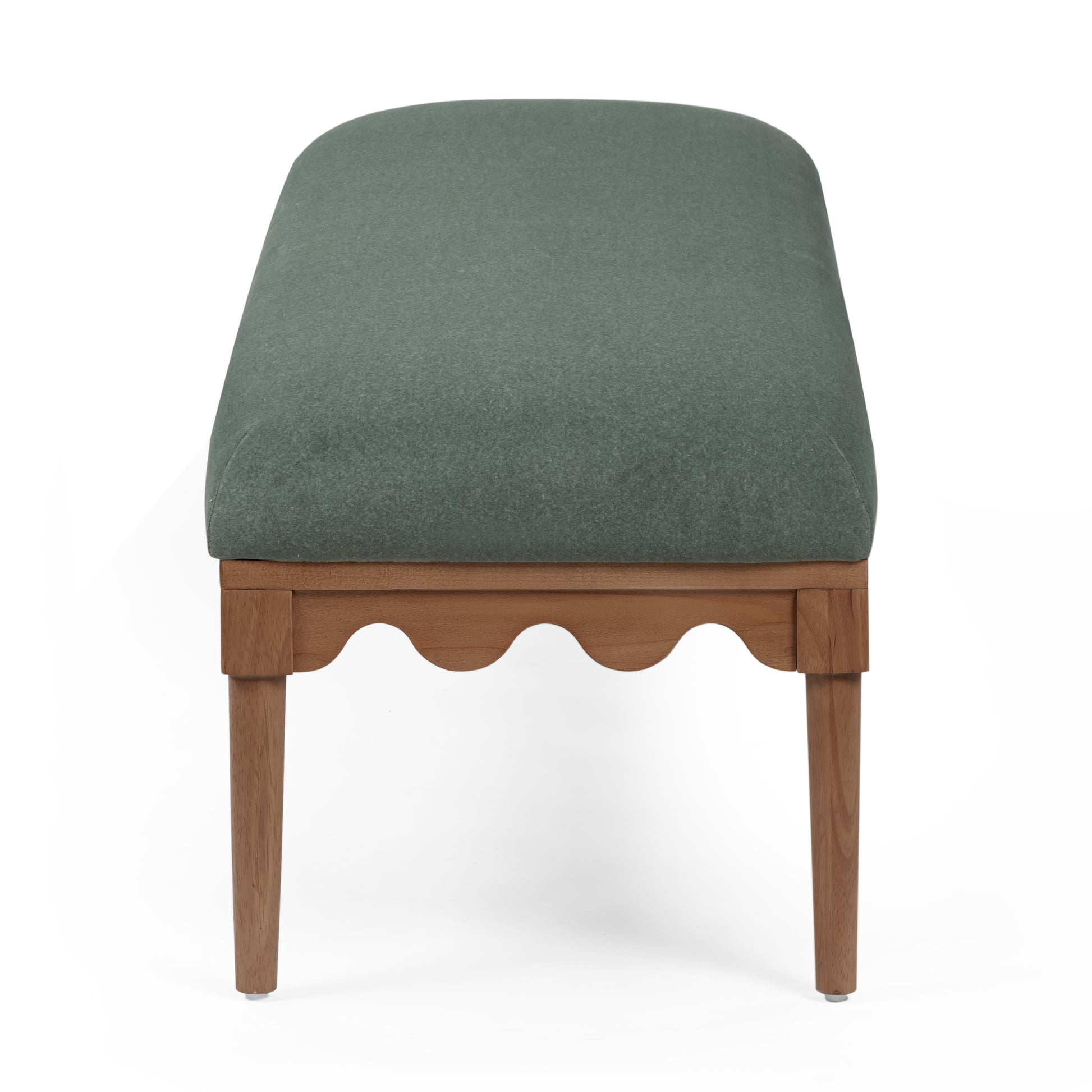 Oodle 56.5" Performance Vegan Mohair Bench - Green / Walnut - Image 5