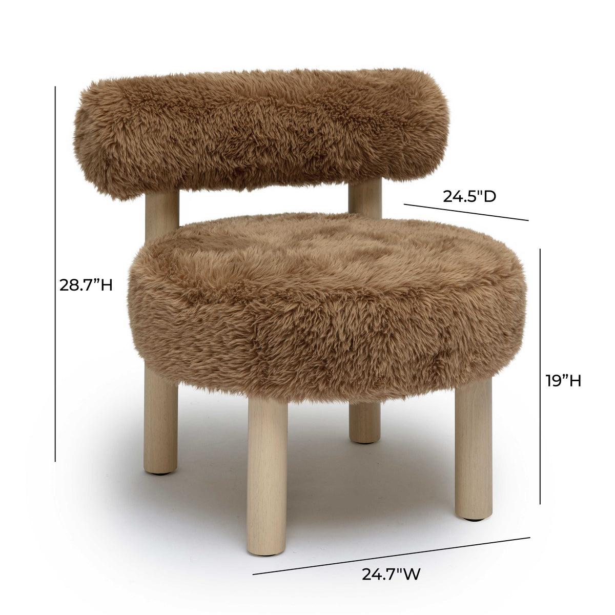Carmel Contract-Grade Vegan Shearling Accent Chair - Taupe - Image 6