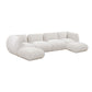 Arezza Stone White Contract-Grade Basketweave Chenille Modular U-Chaise Sectional - Image 1