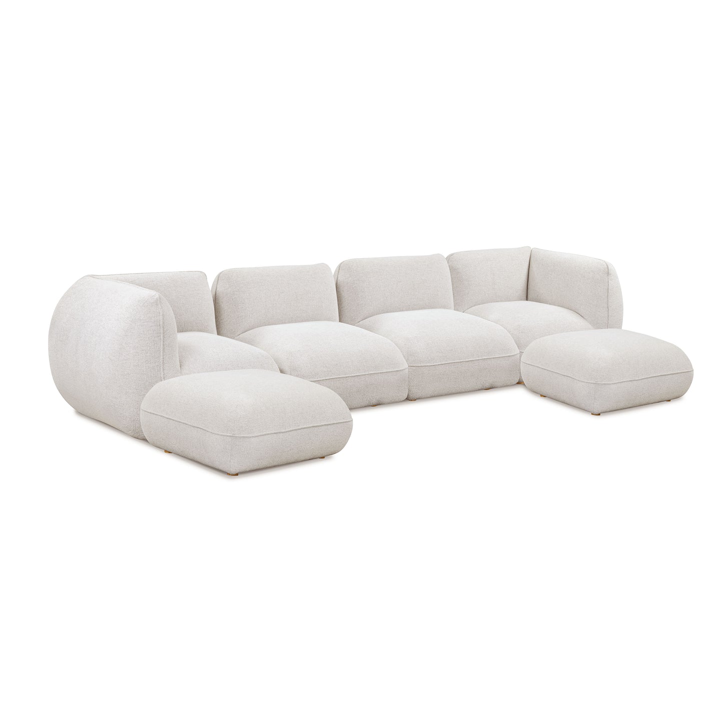 Arezza Stone White Contract-Grade Basketweave Chenille Modular U-Chaise Sectional - Image 1