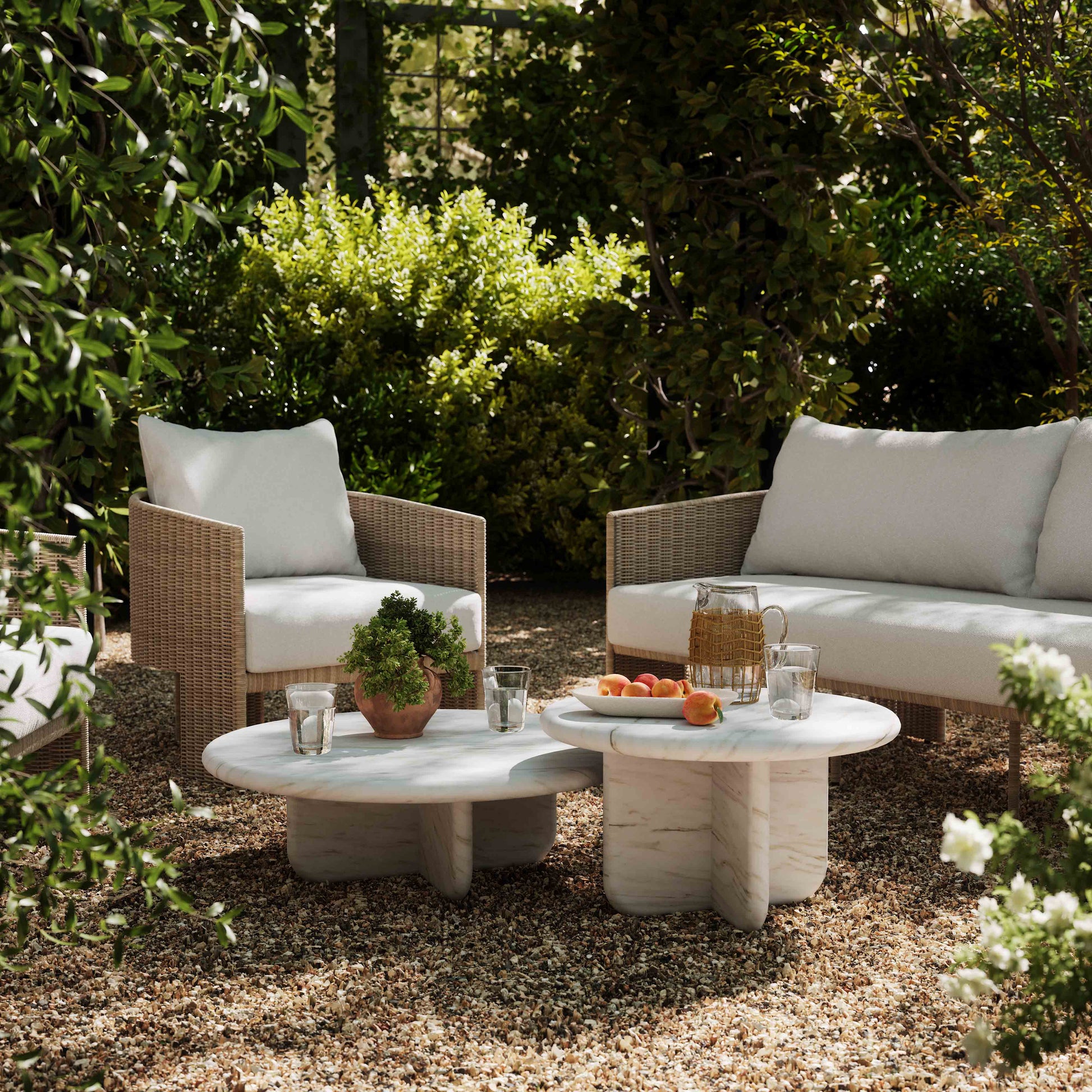 Juju 2-Piece Indoor/Outdoor Nesting Coffee Table Set - White - Image 2