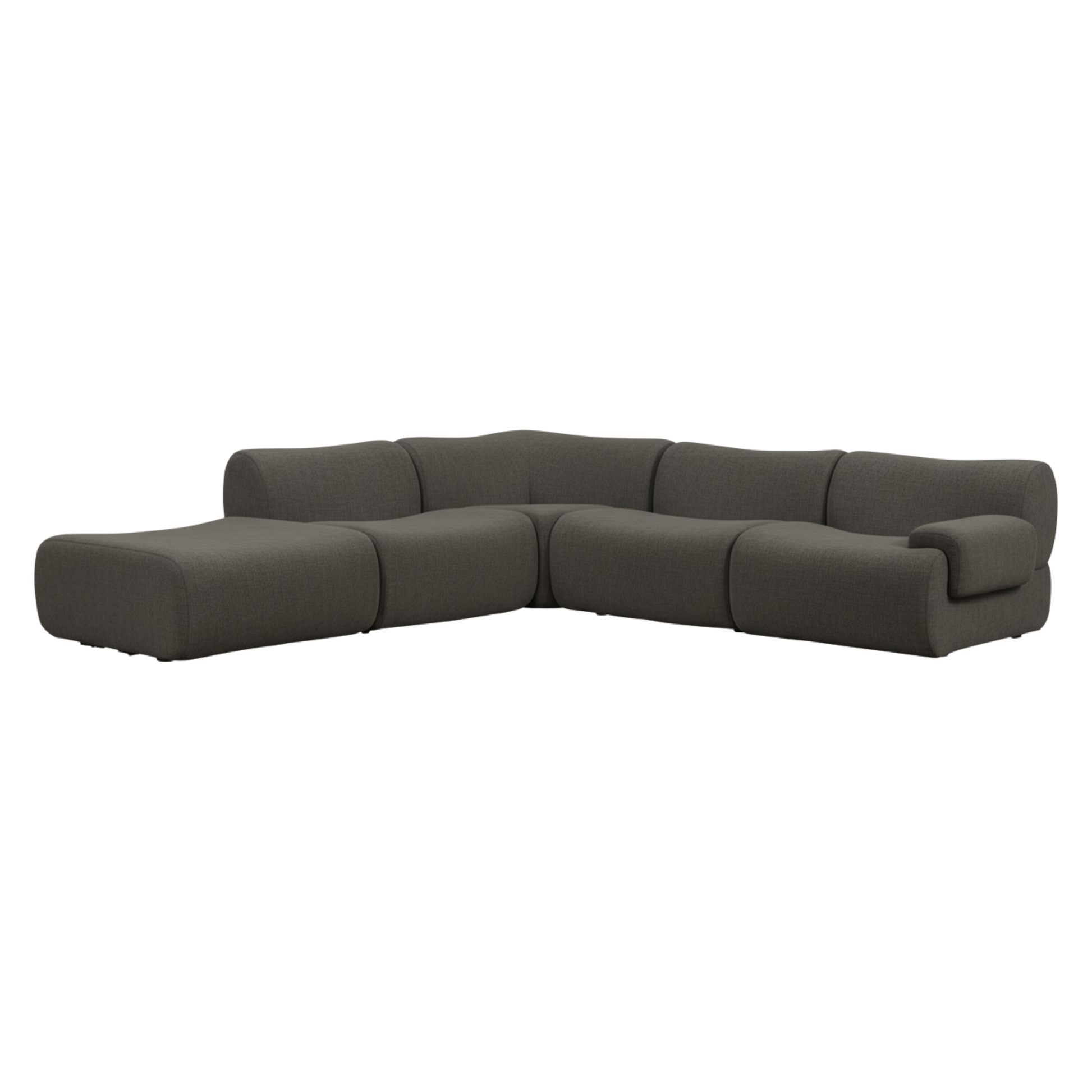 Zenith 5-Piece Contract-Grade Upcycled Fabric Modular Sectional - Grey / RAF - Image 1
