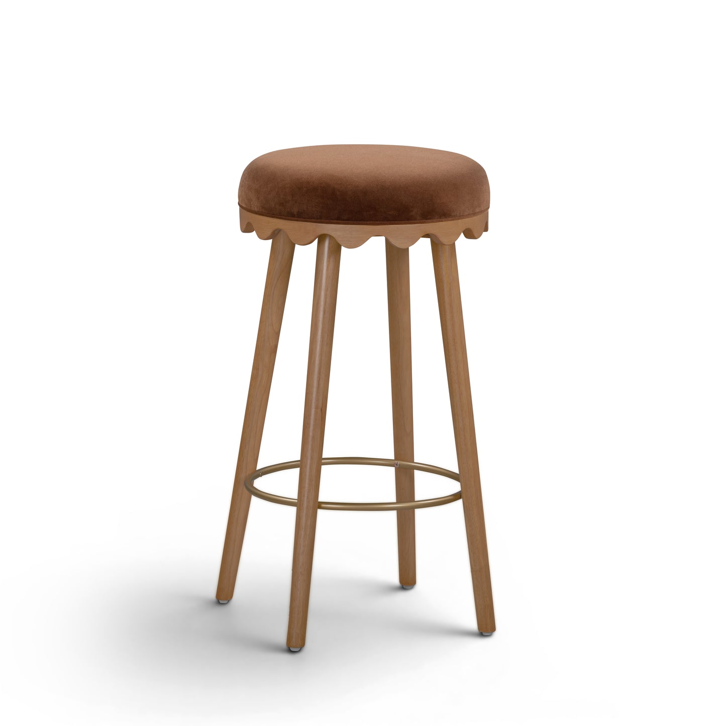 Oodle Bronze Performance Vegan Mohair Light Walnut Bar Stool - Image 1