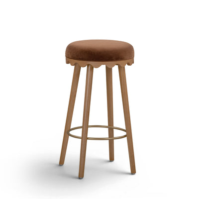 Oodle Bronze Performance Vegan Mohair Light Walnut Bar Stool - Image 1
