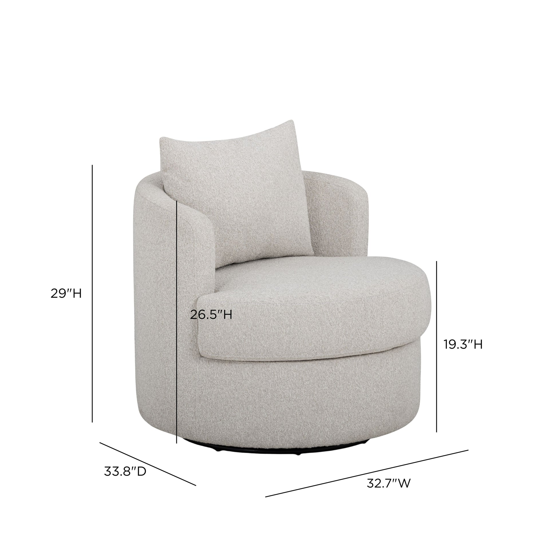 Silvi Performance Boucle Swivel Accent Chair - Off-White - Image 6