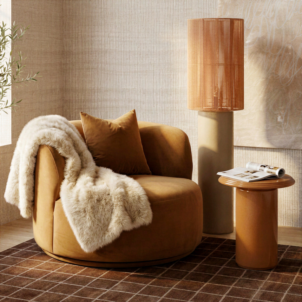 Fickle Swivel Accent Chair - Camel - Image 2
