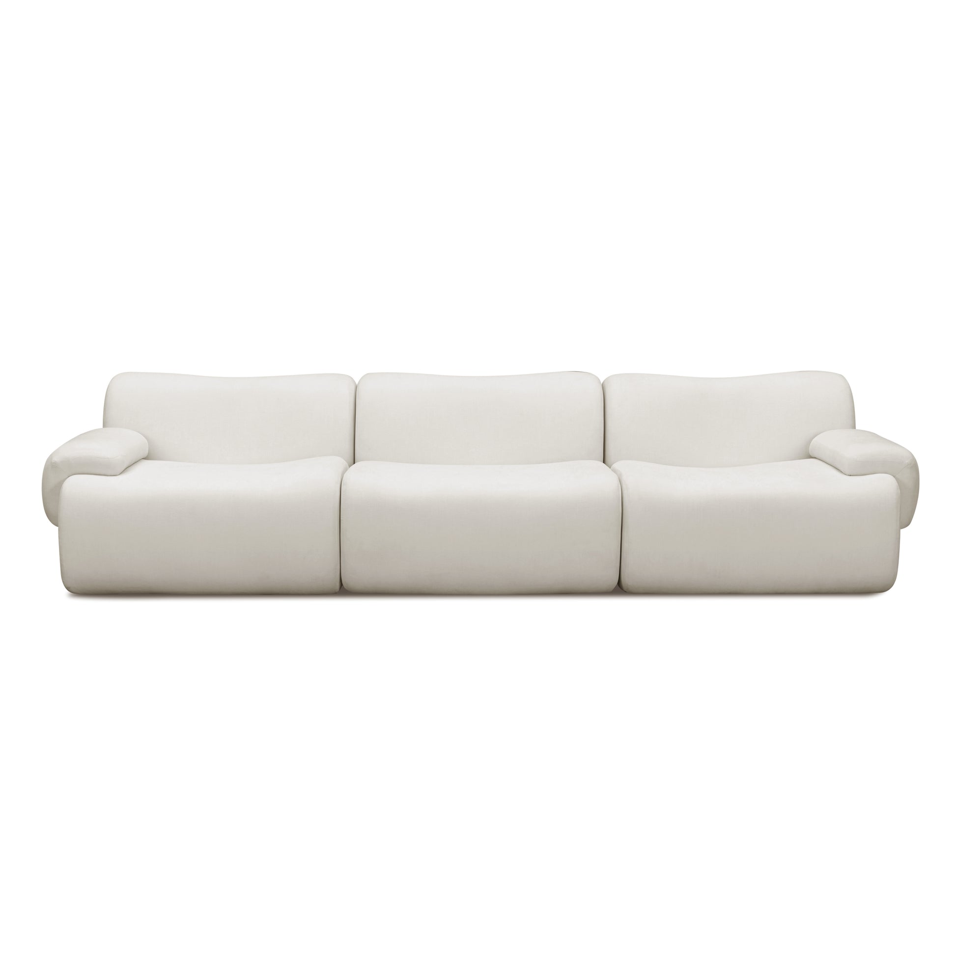 Zenith 116.5" Contract-Grade Upcycled Fabric Modular Sofa - Cream - Image 2