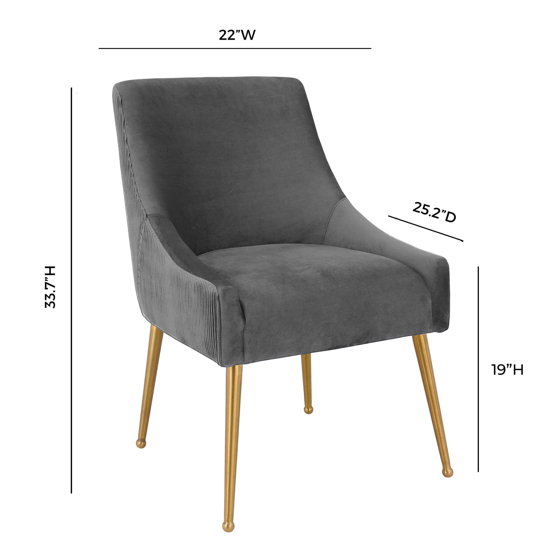 Beatrix Pleated Performance Velvet Dining Chair - Grey - Image 7